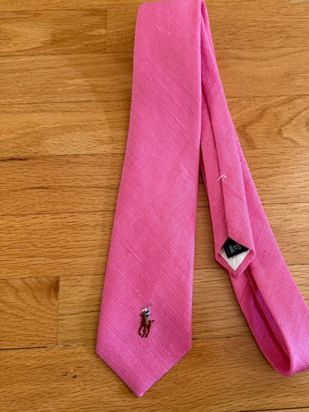 Polo Ralph Lauren 100% Linen Necktie Pink Vintage